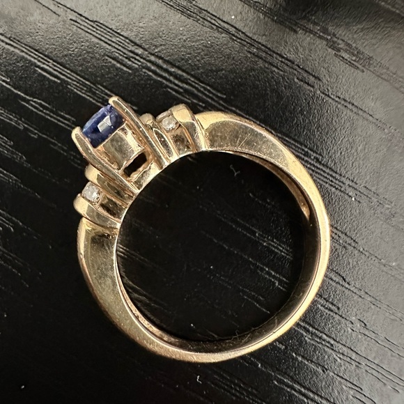 LE VIAN 3/4 CTS Blue Tanzanite Diamond Ring Sz 6.5 in 14K YELLOW GOLD LeVian - Picture 6 of 8